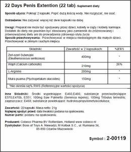 Supl.diety-22 Days Penis Extention (22 tab) Cobeco Pharma Wholesale BV