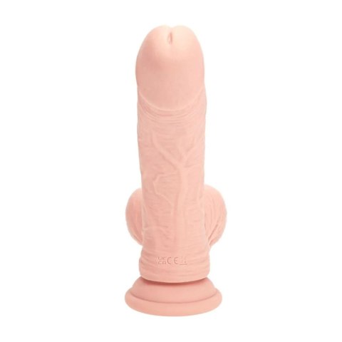 Dual Density Rechargeable Liquid Silicone Vibrator - Curved with Weighted Balls - 7" / 18 cm - Flesh SHOTS