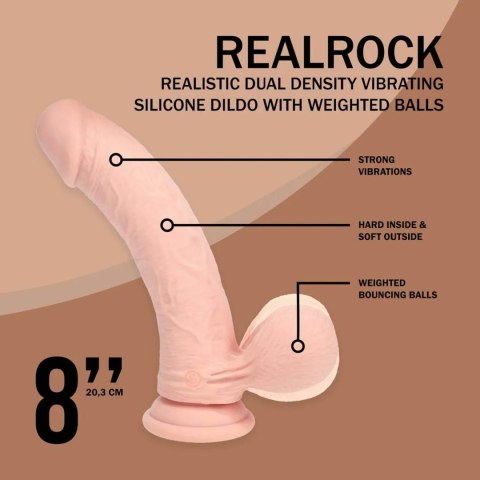 Dual Density Rechargeable Liquid Silicone Vibrator - Curved with Weighted Balls - 8" / 20 cm - Flesh SHOTS