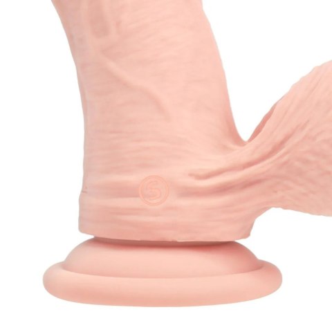 Dual Density Rechargeable Liquid Silicone Vibrator - Curved with Weighted Balls - 8" / 20 cm - Flesh SHOTS