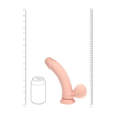 Dual Density Rechargeable Liquid Silicone Vibrator - Curved with Weighted Balls - 8" / 20 cm - Flesh SHOTS