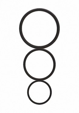 Flat Cock Ring Set - Black SHOTS