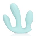 Three-In-One Liquid Silicone Vibrator - Breezy Blue SHOTS