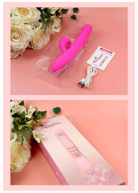 Wibrator Angelia USB z 3 trybami ruchu posuwisto-zwrotnego i 20 wzorami wibracji – Różowy