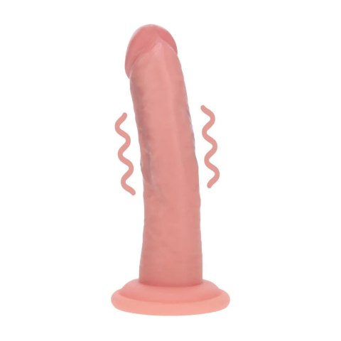 Dual Density Silicone Curved Realistic Vibrating Dildo with Suction Cup - 6" / 15,5 cm - Flesh SHOTS