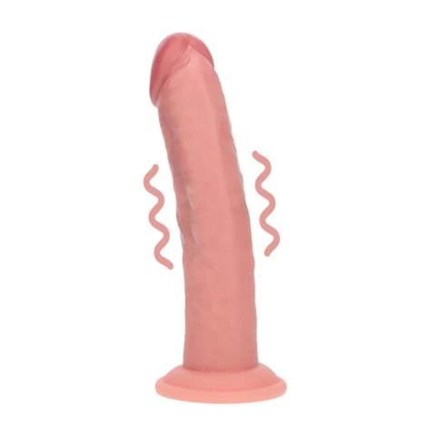 Dual Density Silicone Curved Realistic Vibrating Dildo with Suction Cup - 8" / 20,3 cm - Flesh SHOTS