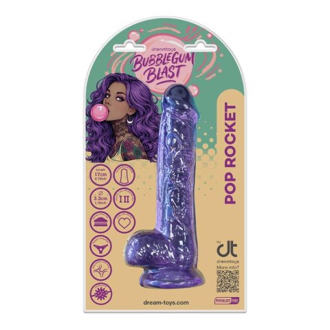 BUBBLEGUM BLAST POP ROCKET PURPLE CLASSIC JELLY 6,7 INCH DILDO TONGA