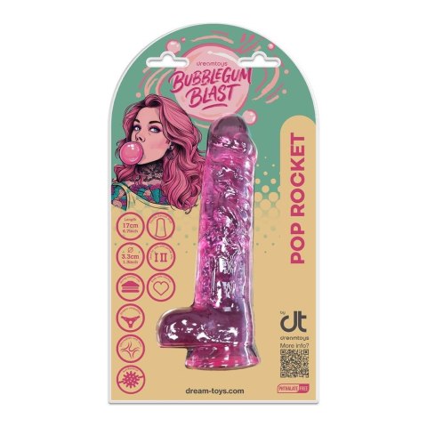 BUBBLEGUM BLAST POP ROCKET PINK CLASSIC JELLY 6,7 INCH DILDO TONGA
