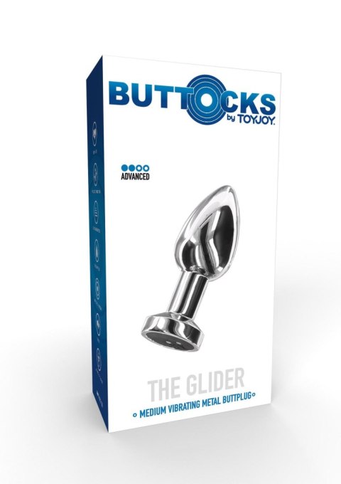 Srebrny Wibrujący Korek Analny The Glider od TOYJOY - Rozmiar M