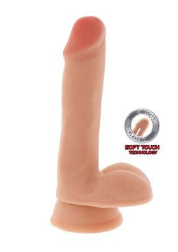 Realistyczne dildo o podwójnej gęstości z jądrami, 6 cali, jasny odcień skóry