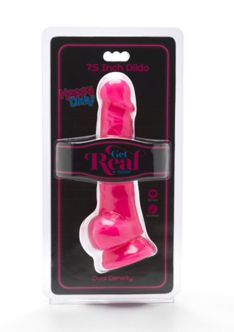 Realistyczne Dildo Happy Dicks z Jąderkami, Różowe, 19 cm