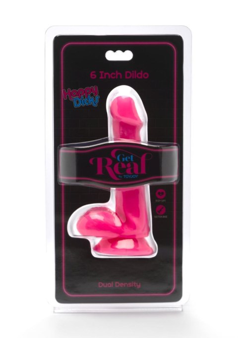 Realistyczne Dildo Happy Dicks – Różowe, z Jądrami, 15 cm