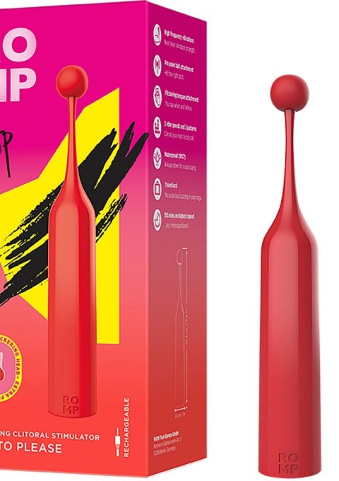 ROMP Pop Red – Wibrator z wymiennymi końcówkami