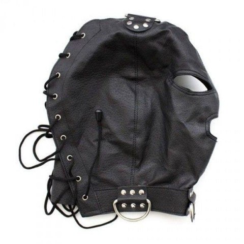 Elegancka Maska Bondage z Kołnierzem i Metalowymi Pętelkami – Czarna