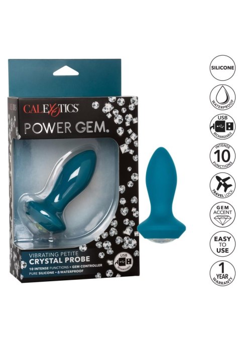 Wibrująca Sonda Analna Power Gem® Crystal Petite - Błękitna
