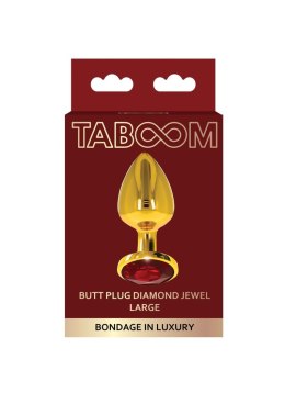 Luksusowy złoty plug analny z diamentowym klejnotem, rozmiar L
