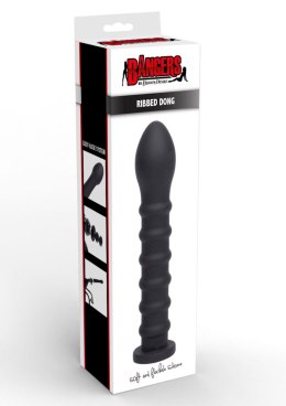Czarne Dildo Prążkowane Easy-Lock, 19 cm