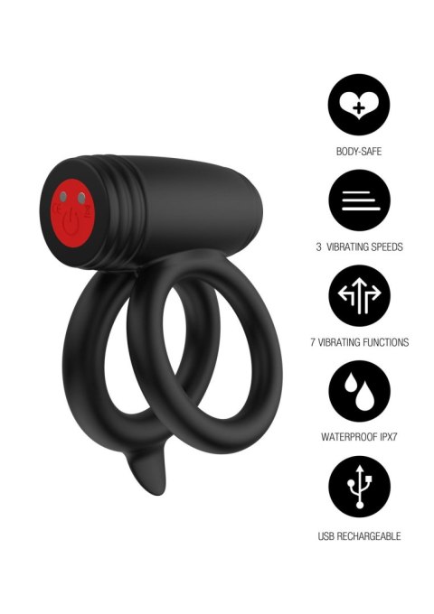 Elitarny Podwójny Pierścień Erektcyjny Elite Power Twin C-Ring z Wibracją