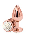 Różany Plug Analny w Białym Kolorze (Medium)