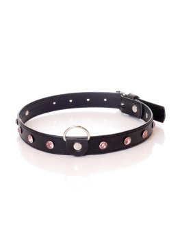 Ekskluzywna obroża Fetish B-Series z różowymi kryształkami, 2 cm
