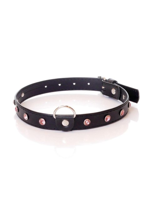 Ekskluzywna obroża Fetish B-Series z różowymi kryształkami, 2 cm