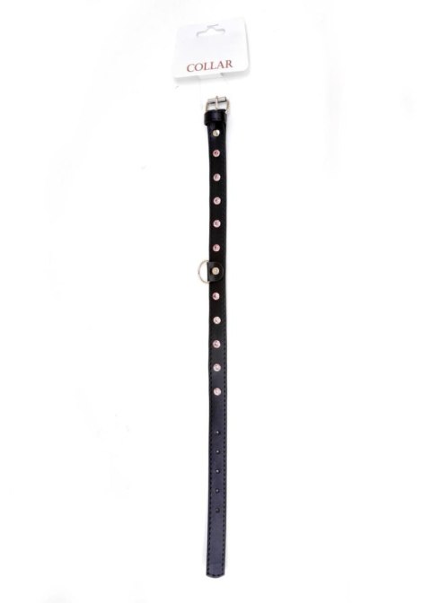 Ekskluzywna obroża Fetish B-Series z różowymi kryształkami, 2 cm