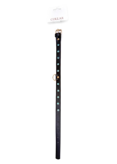 Elegancka Obroża B-Series Fetish z Turkusowymi Kryształkami, 2 cm