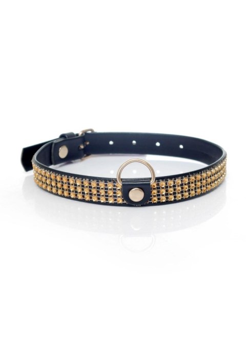 Fetish B-Series: Złota Obroża z Kryształkami 2 cm