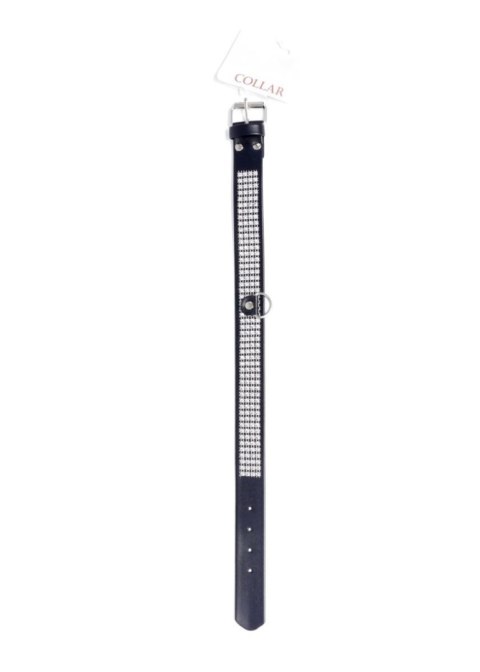 Fetish B - Srebrna Obroża z Kryształkami 3 cm