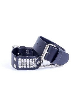 Eleganckie kajdanki Fetish B-Series z kryształkami, srebrne 3 cm