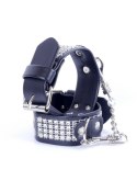 Eleganckie kajdanki Fetish B-Series z kryształkami, srebrne 3 cm