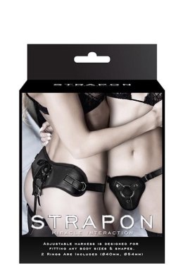 Uprząż do Strap-on z PU z Dwoma Pierścieniami, Czarna