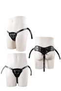 Uprząż do Strap-on z PU z Dwoma Pierścieniami, Czarna