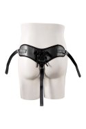 Uprząż do Strap-on z PU z Dwoma Pierścieniami, Czarna