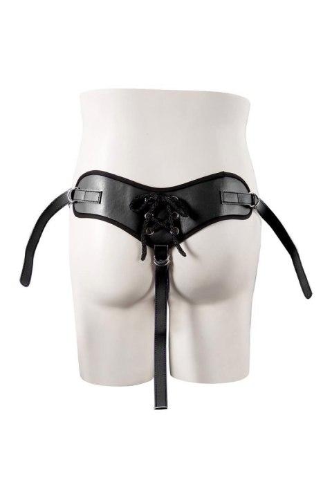 Uprząż do Strap-on z PU z Dwoma Pierścieniami, Czarna