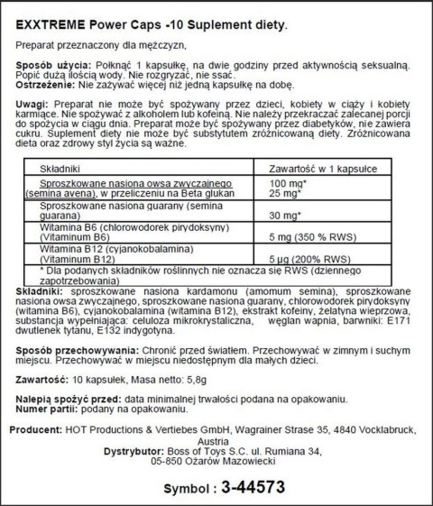 eXXtreme Power Caps: Suplement Wspierający Męskie Libido (10 szt.)