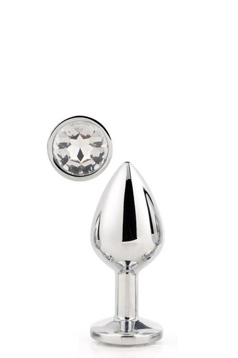Mały Plug Analny 'Gleaming Love' Srebrny z Klejnotem