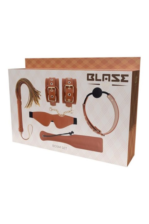 Luksusowy Zestaw BDSM Blaze Elite z Wegańskiej Skóry w Kolorze Koniaku