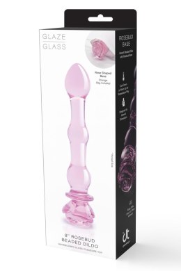 Dildo Szklane Glaze z Różanym Pąkiem i Koralikami