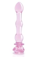 Dildo Szklane Glaze z Różanym Pąkiem i Koralikami