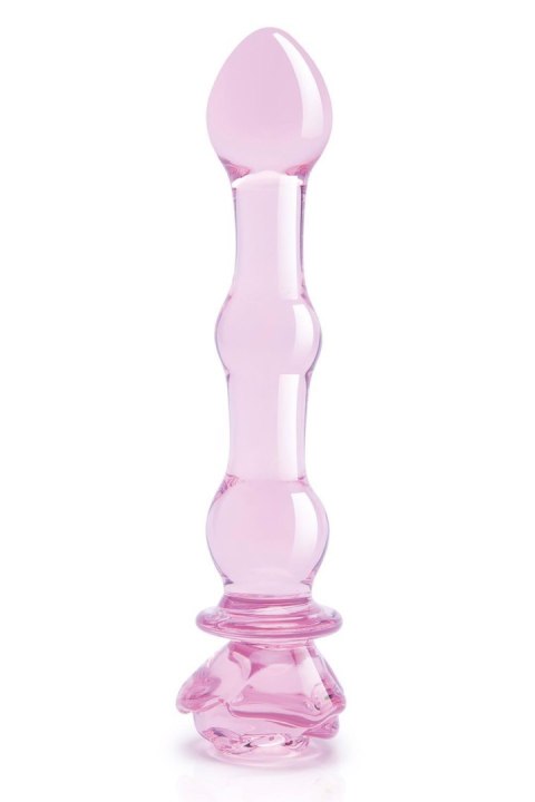 Dildo Szklane Glaze z Różanym Pąkiem i Koralikami
