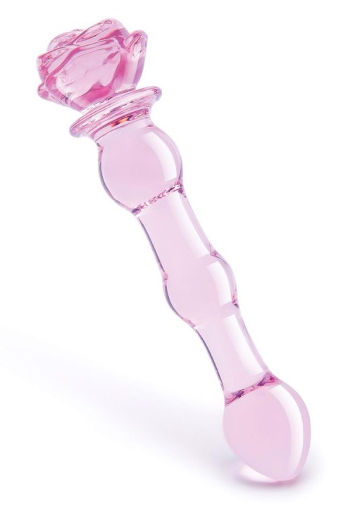 Dildo Szklane Glaze z Różanym Pąkiem i Koralikami