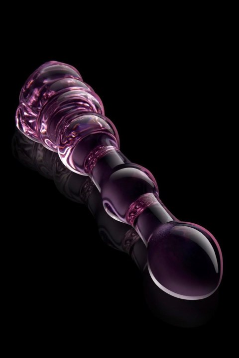 Dildo Szklane Glaze z Różanym Pąkiem i Koralikami