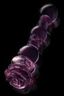Dildo Szklane Glaze z Różanym Pąkiem i Koralikami