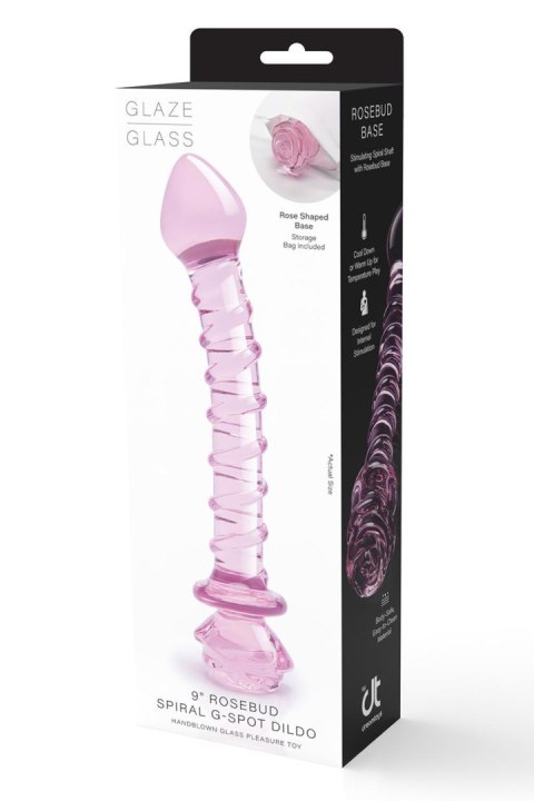 Ekskluzywne Szklane Dildo Spiralne z Punktem G 'Rosebud' Glaze Glass