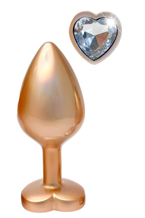Promienna Miłość M – aluminiowy plug analny z sercem, matowe złoto