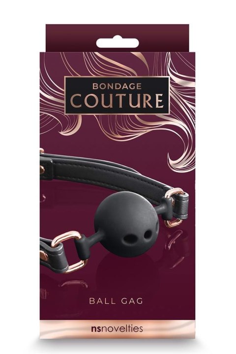 Knebel kulkowy Bondage Couture, czarny