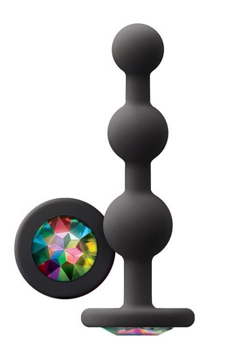 Glams Ripple – Czarny Korek Analny z Tęczowym Klejnotem