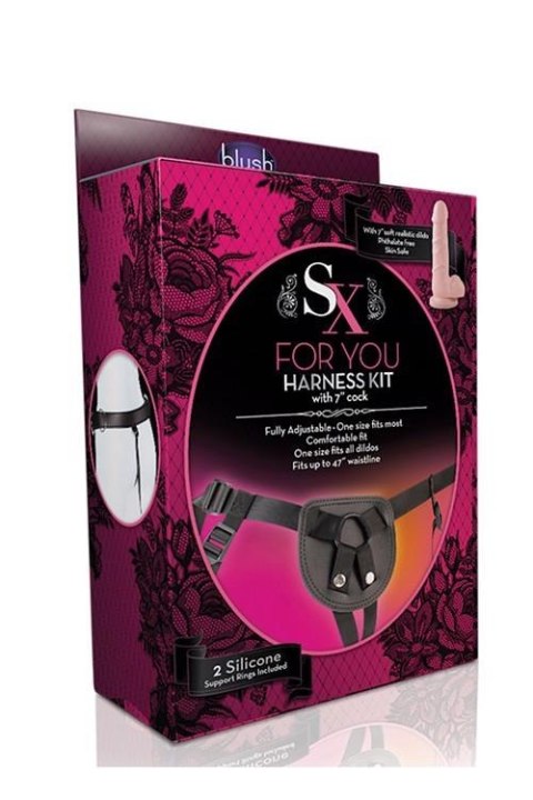 Zmysłowy zestaw uprzęży strap-on SX For You z dildo 7 cali