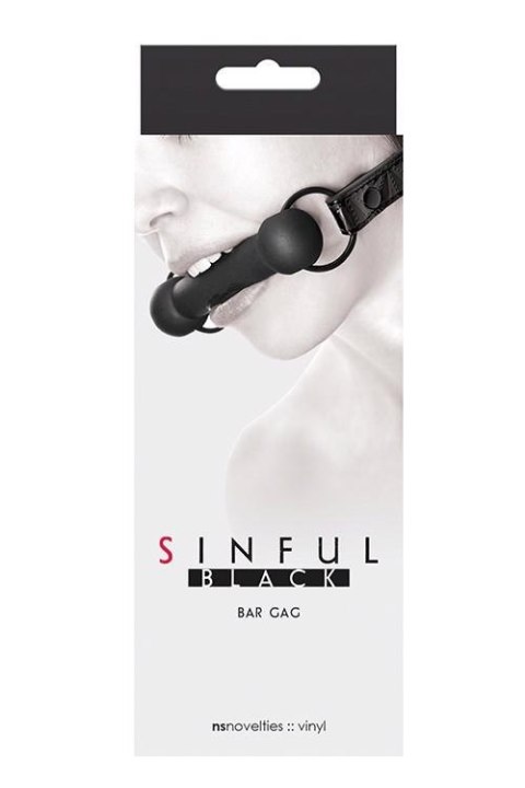 Sinful: Czarny Knebel z Silikonową Poprzeczką
